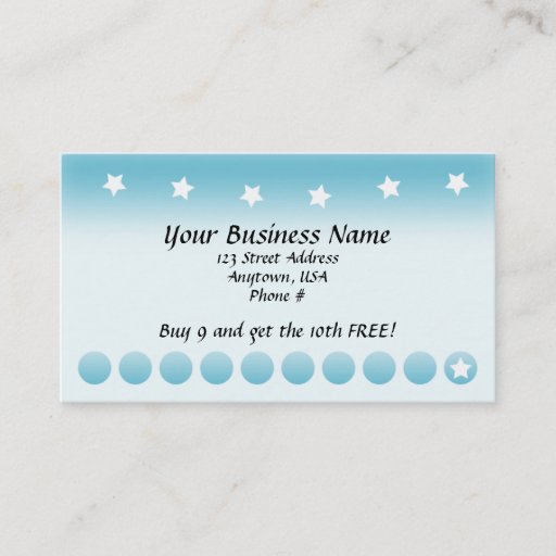 Customizable Blue Fade with Stars Customer Loyalty Cards Business Card Template