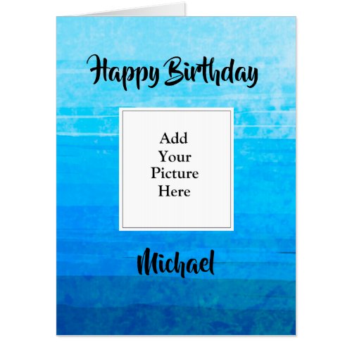 Blue Faded Happy Birthday Add Your Photo Jumbo