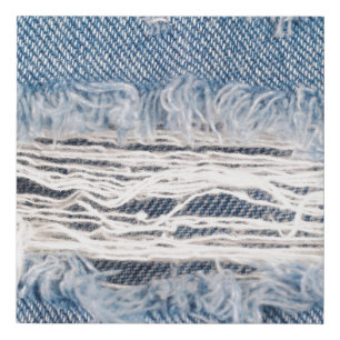 Blue faded ripped jeans, Textures ripped jeans bac Faux Canvas Print