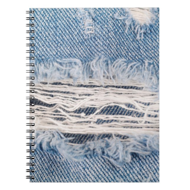 Blue faded ripped jeans, Textures ripped jeans bac Notebook (Front)