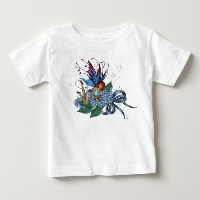 Blue Fae on Blue Flowers Design 1 Baby T-Shirt (Front)