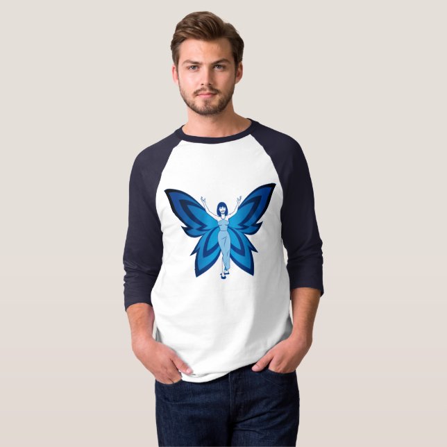 Blue Faery men's basic 3/4 -sleeve raglan t-shirt (Front Full)