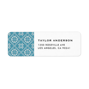 Blue Fair Isle Sweater Knit Pattern Christmas Label