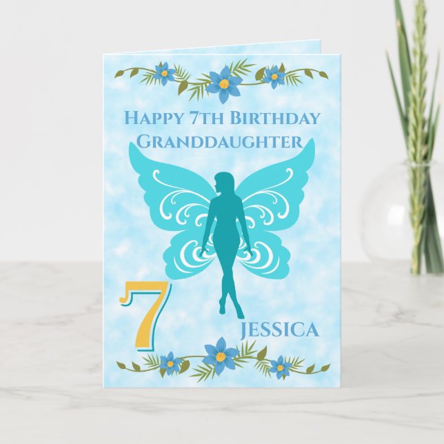 Blue Fairy 7th Birthday Card (Front)