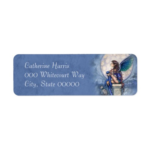 Blue Fairy and Cat Fantasy Art Label