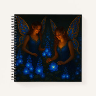 Blue Fairy Calm Peaceful Fantasy Floral Notebook