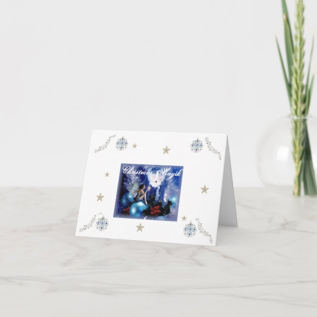 Blue Fairy Christmas Holiday Card (Front)