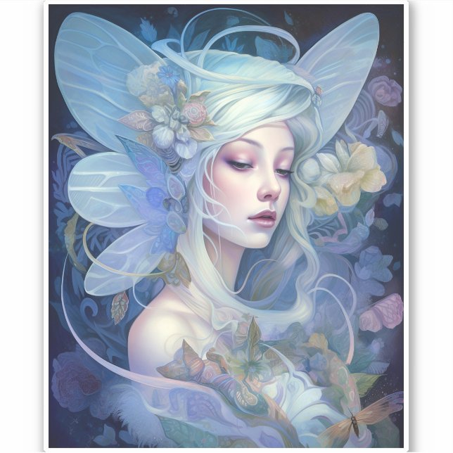 Blue Fairy Fantasy Art Sticker (Front)