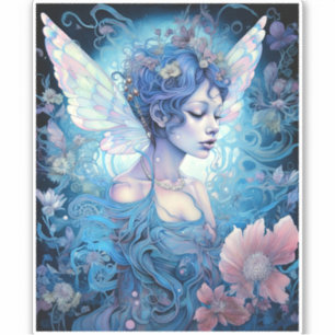 Blue Fairy Fantasy Art Sticker