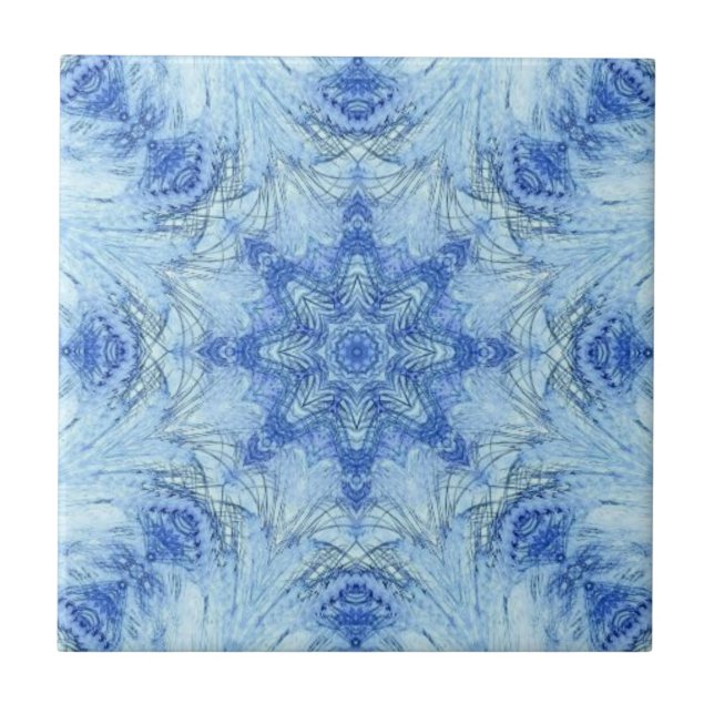 Blue fairy hair geometric art  ceramic tile (Front)