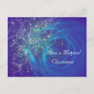 BLUE FAIRY LIGHTS HOLIDAY POSTCARD