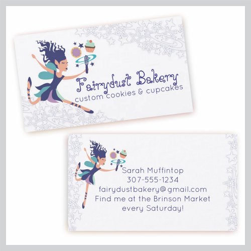 Blue fairy magic whisk cookie cupcake bakery business card