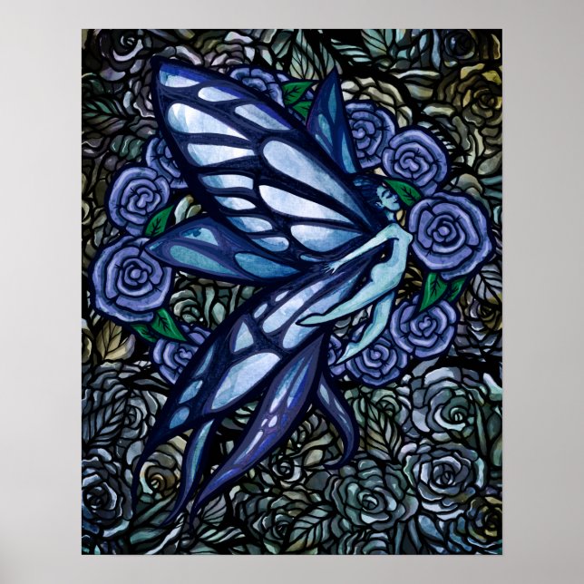 Blue Fairy Roses Blue Rose Fae Poster (Front)