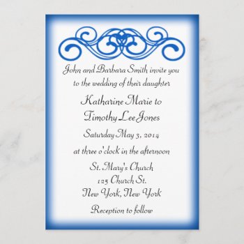 Blue Fairytale Scroll Wedding Invitation by ArtColorLifeStyle at Zazzle