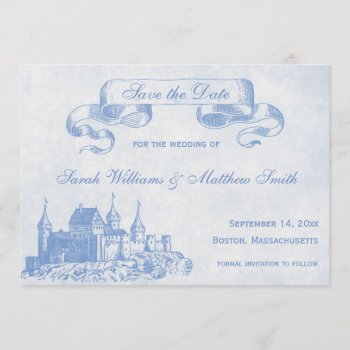 Blue Fairytale Wedding Save The Date by PMCustomWeddings at Zazzle