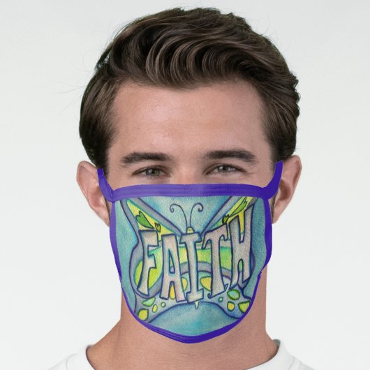 Blue Faith Butterfly Art Custom Face Mask (Worn Him)