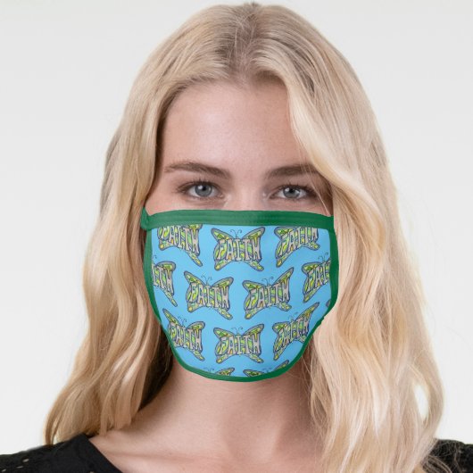 Blue Faith Butterfly Art Custom Face Mask (Worn Her)