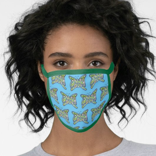 Blue Faith Butterfly Art Custom Face Mask (Worn Her)