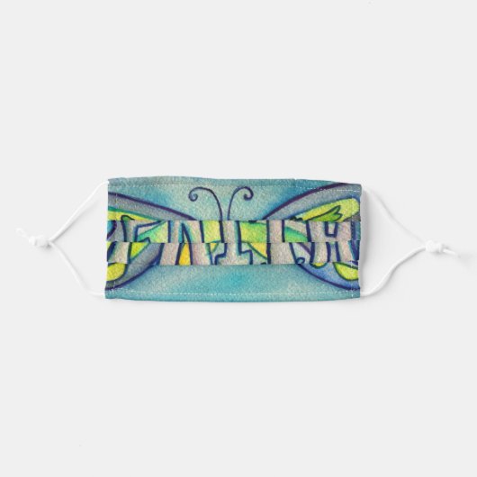 Blue Faith Butterfly Art Custom Face Masks (Front, Folded)