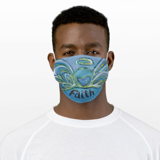 Blue Faith Guardian Angel Art Custom Face Masks (Worn)
