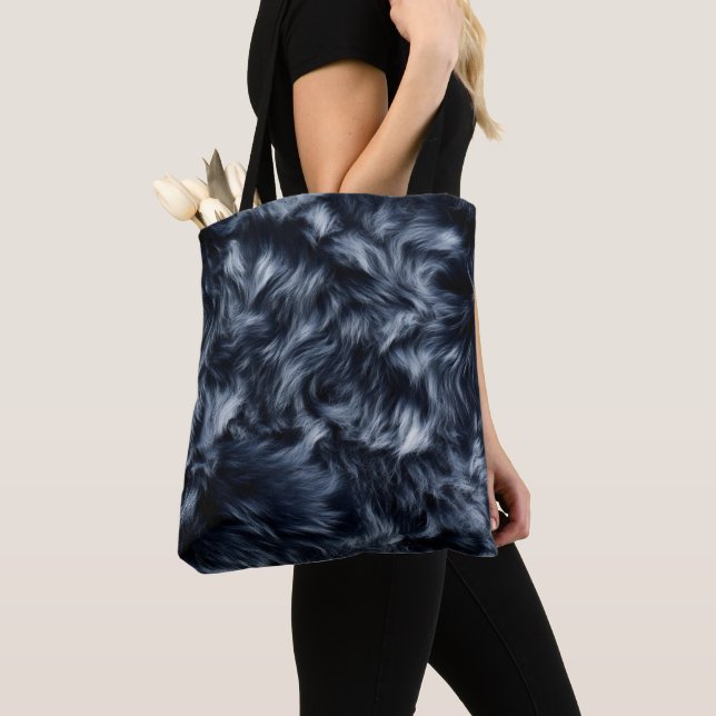 Blue Fake Fur Tote Bag (Close Up)