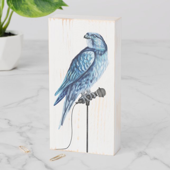 Blue Falcon Logo Wooden Box Sign (In Situ Vertical)