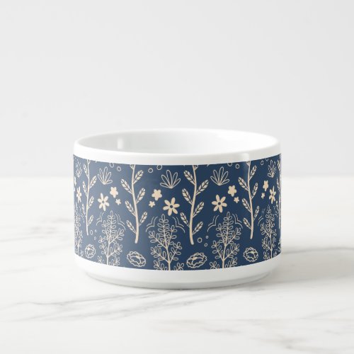 Blue Fall Foliage Botanical Pattern Bowl