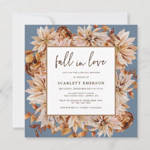 Blue Fall In Love Bridal Invitation