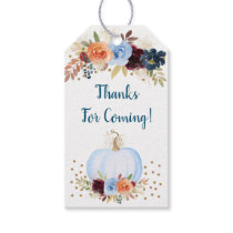 Blue Fall Pumpkin Floral Baby Shower Gift Tags