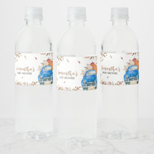 Blue Fall Pumpkin Truck Baby Shower Water Bottle Label