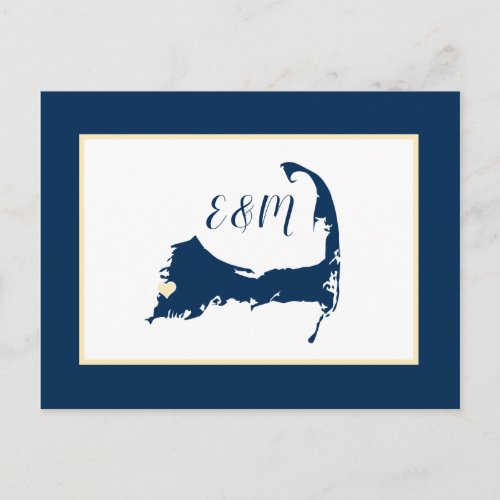 Blue Falmouth Cape Cod Wedding Save the Date  Postcard