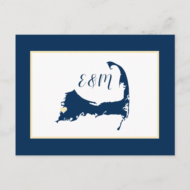 Blue Falmouth Cape Cod Wedding Save the Date  Postcard (Front)