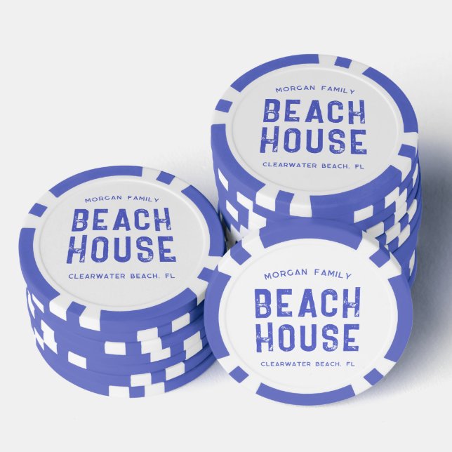 Blue Family Beach House Custom Las Vegas Casino Poker Chips (Stack)