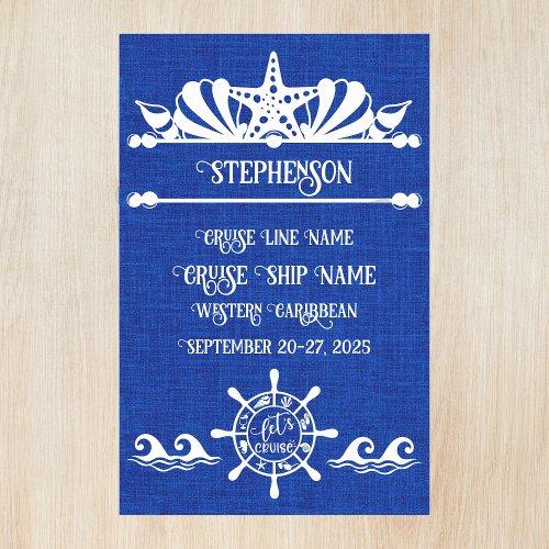 Blue Family Lets Cruise Stateroom Door Magnetic Dry Erase Sheet