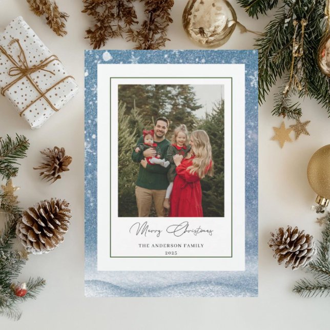 Blue Family Photo Christmas Card (Creator Uploaded)