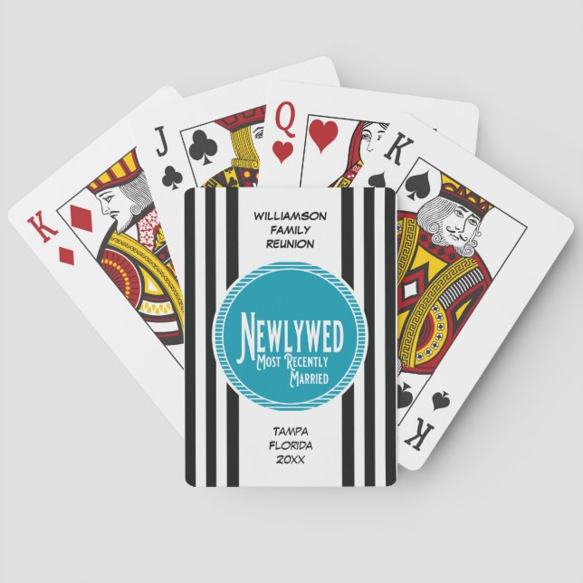Blue Family Reunion Award Newlywed Newly Married Poker Cards (Back)