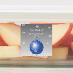 Blue Fancy Christmas Ornament Baking Label