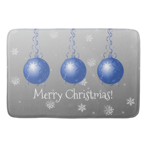 Blue Fancy Christmas Ornament Bath Mat