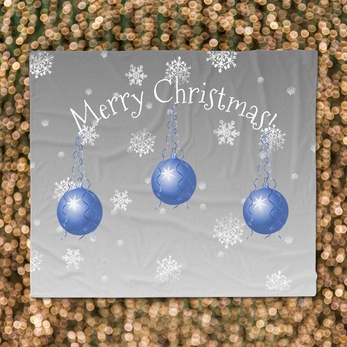 Blue Fancy Christmas Ornament Blanket