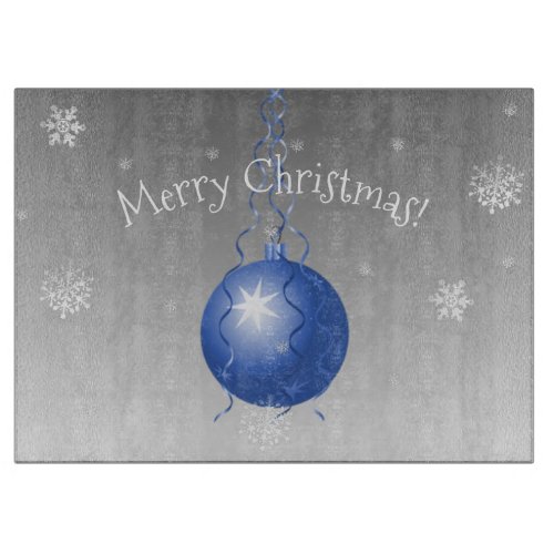 Blue Fancy Christmas Ornament Cutting Board