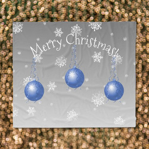 Blue Fancy Christmas Ornament Fleece Blanket