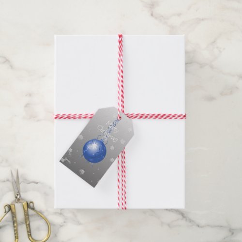 Blue Fancy Christmas Ornament Gift Tag