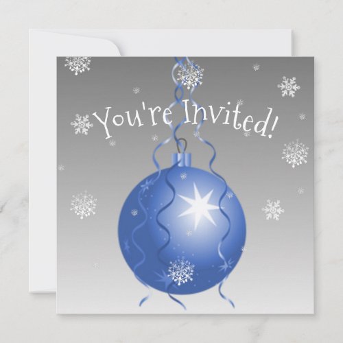 Blue Fancy Christmas Ornament Invitation