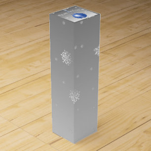 Blue Fancy Christmas Ornament Wine Gift Box