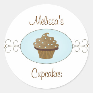 Blue Fancy Cupcakes Classic Round Sticker