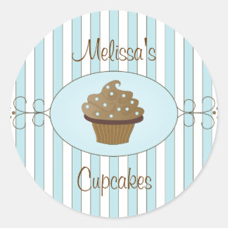 Blue Fancy Cupcakes Classic Round Sticker