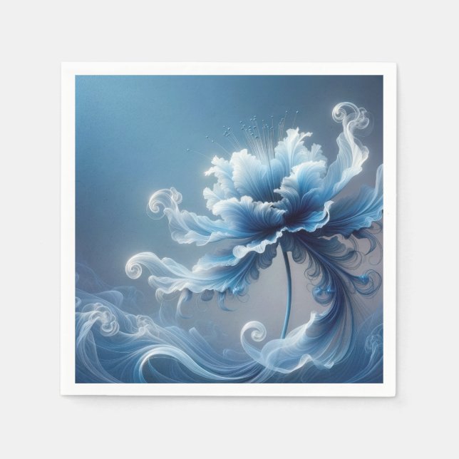 Blue Fancy Fantasy Flower Napkins (Front)