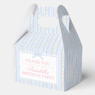Blue Fancy Floral Birthday Party Gable Favor Boxes