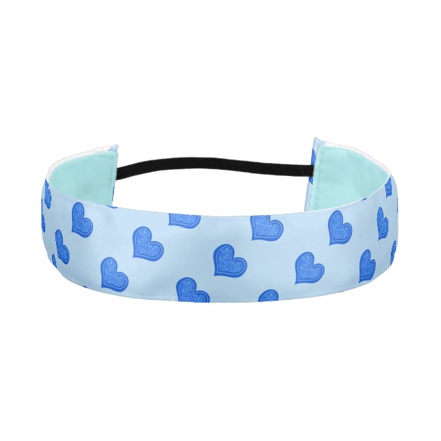 Blue Fancy Hearts Headband (Front)