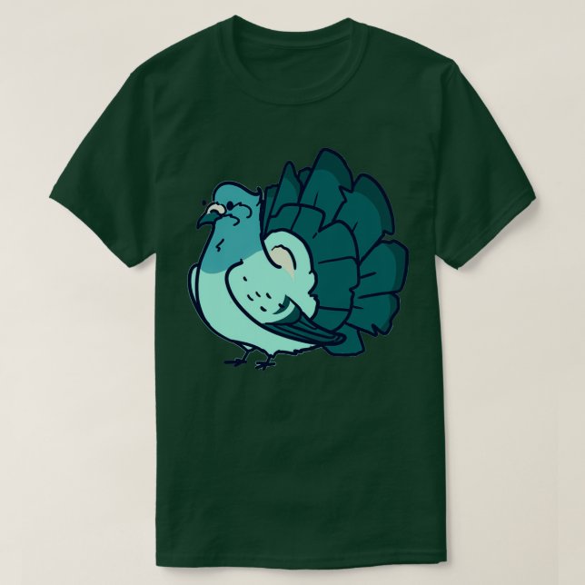 Blue Fantail Pigeon T-Shirt (Design Front)